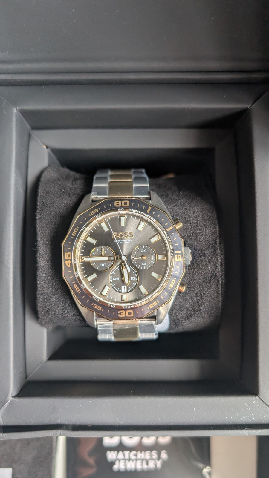 HUGO BOSS HB 1513974 ENERGY GOLD & SILVER MENS WATCH 44mm- BRAND NEW IN BOX