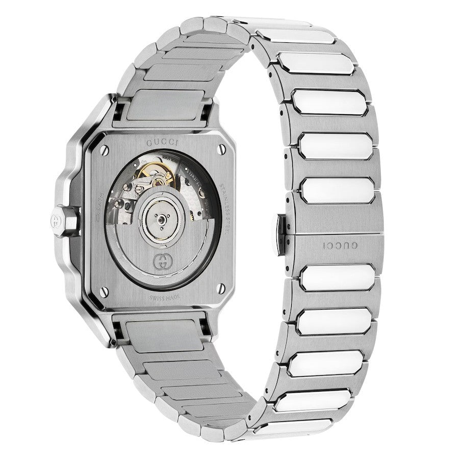 Gucci G-Flat Automatic  36mm Black Dial Men's Watch YA166401 Stainless Steel NEW