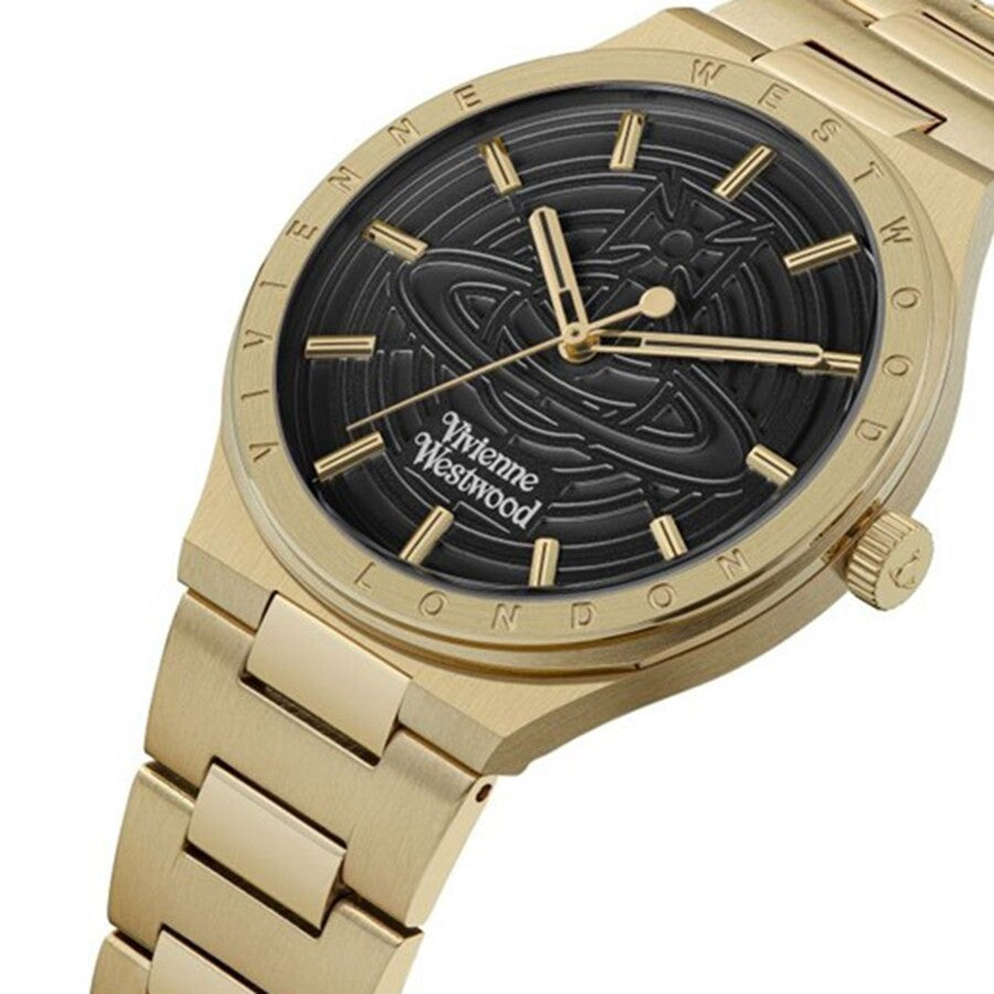 New VIVIENNE WESTWOOD Eltham 39mm Mens Watch VV249BKGD Gold With Black Dial 