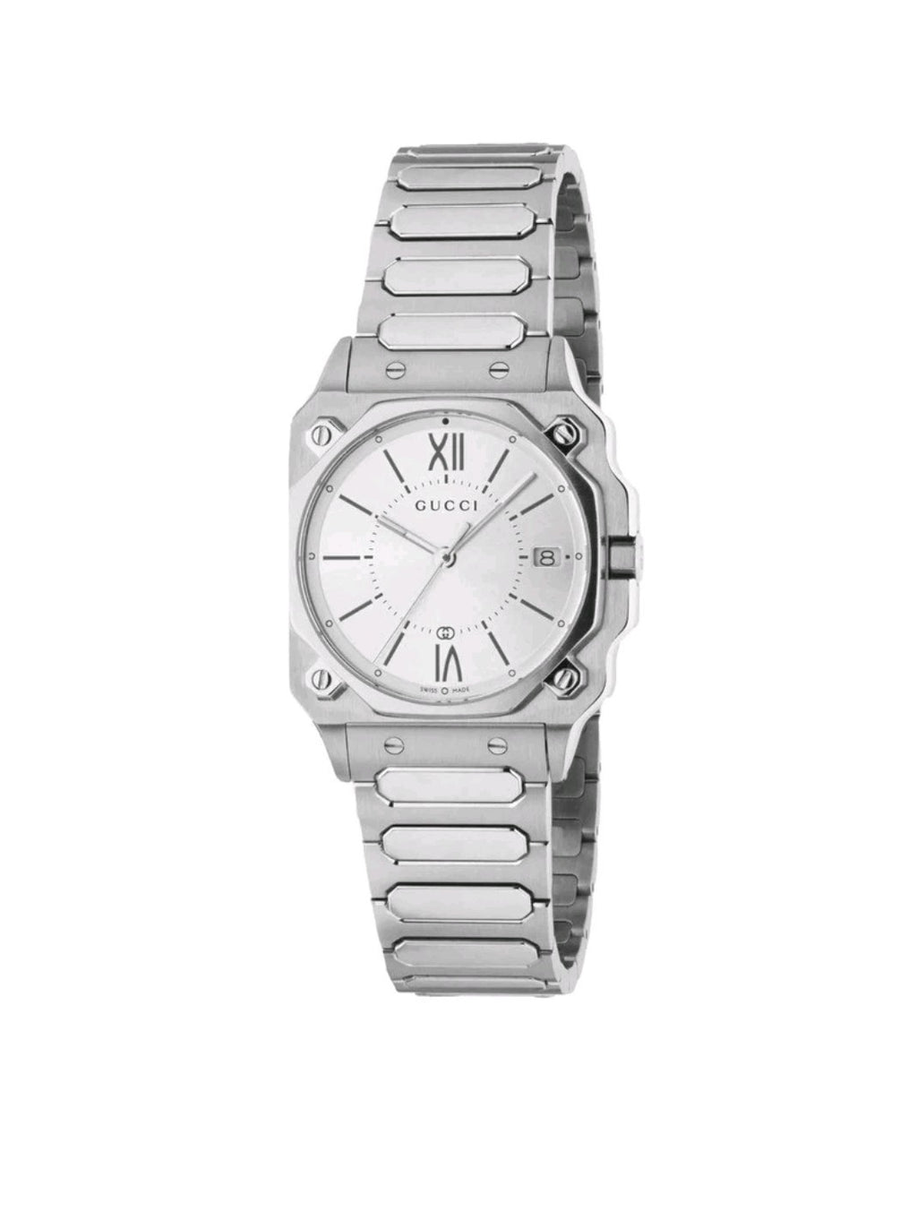 Gucci G-Flat - YA166504 Unisex Mens Womens Watch. Silver. 30mm. Silver Dial. NEW