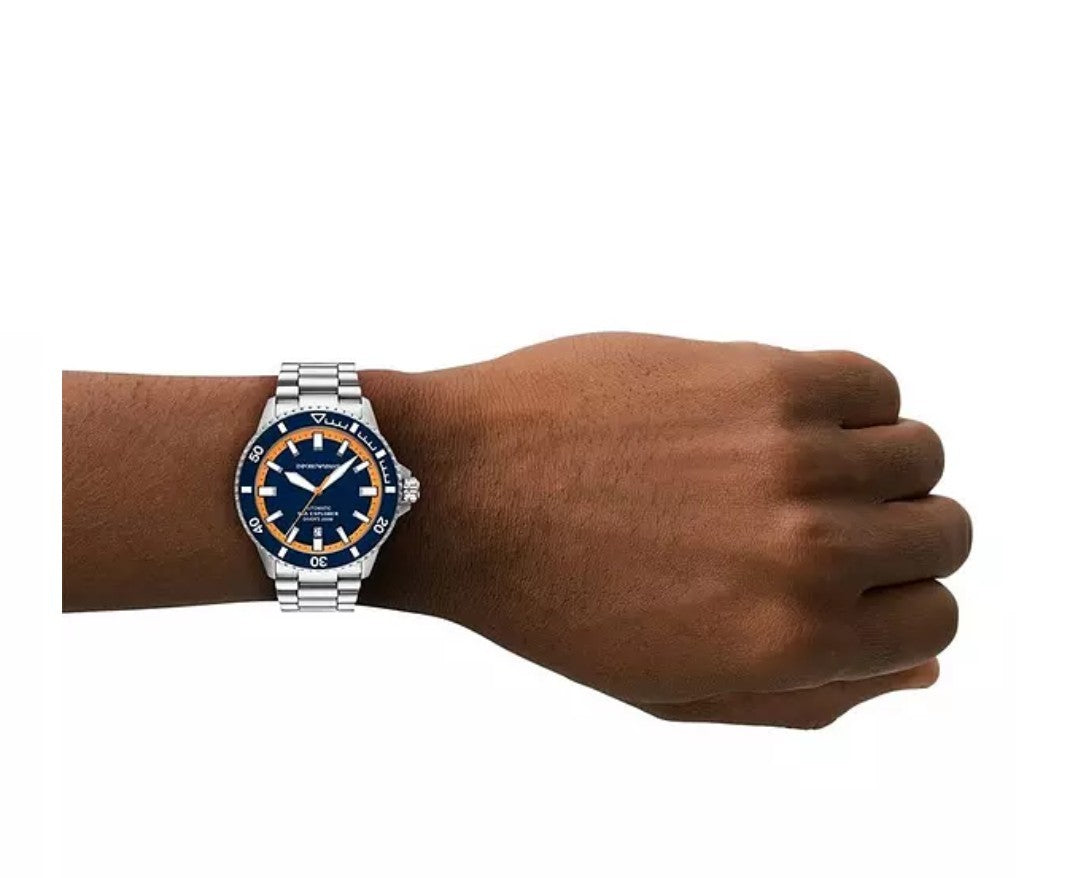 Emporio ArmaniMen's Sea Explorer Automatic Stainless Steel Watch Ar60090 NEW