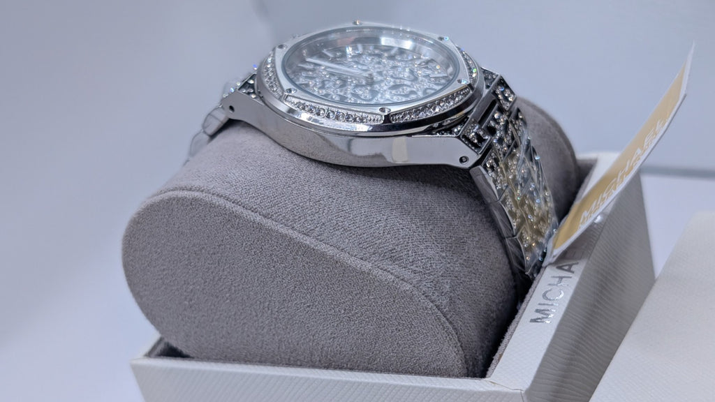 Brand New michael kors mk7408 lennox animal silver crystal pave ladies watch. 