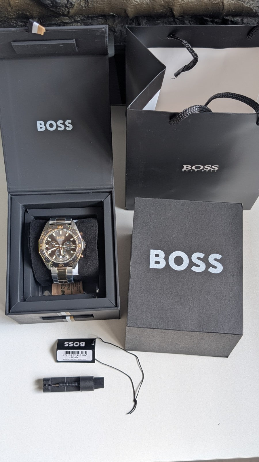 HUGO BOSS HB 1513974 ENERGY GOLD & SILVER MENS WATCH 44mm- BRAND NEW IN BOX