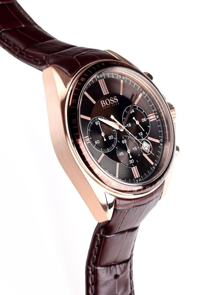 New Genuine HUGO BOSS Driver HB1513093 Luxury Brown Leather Strap Mens Watch UK