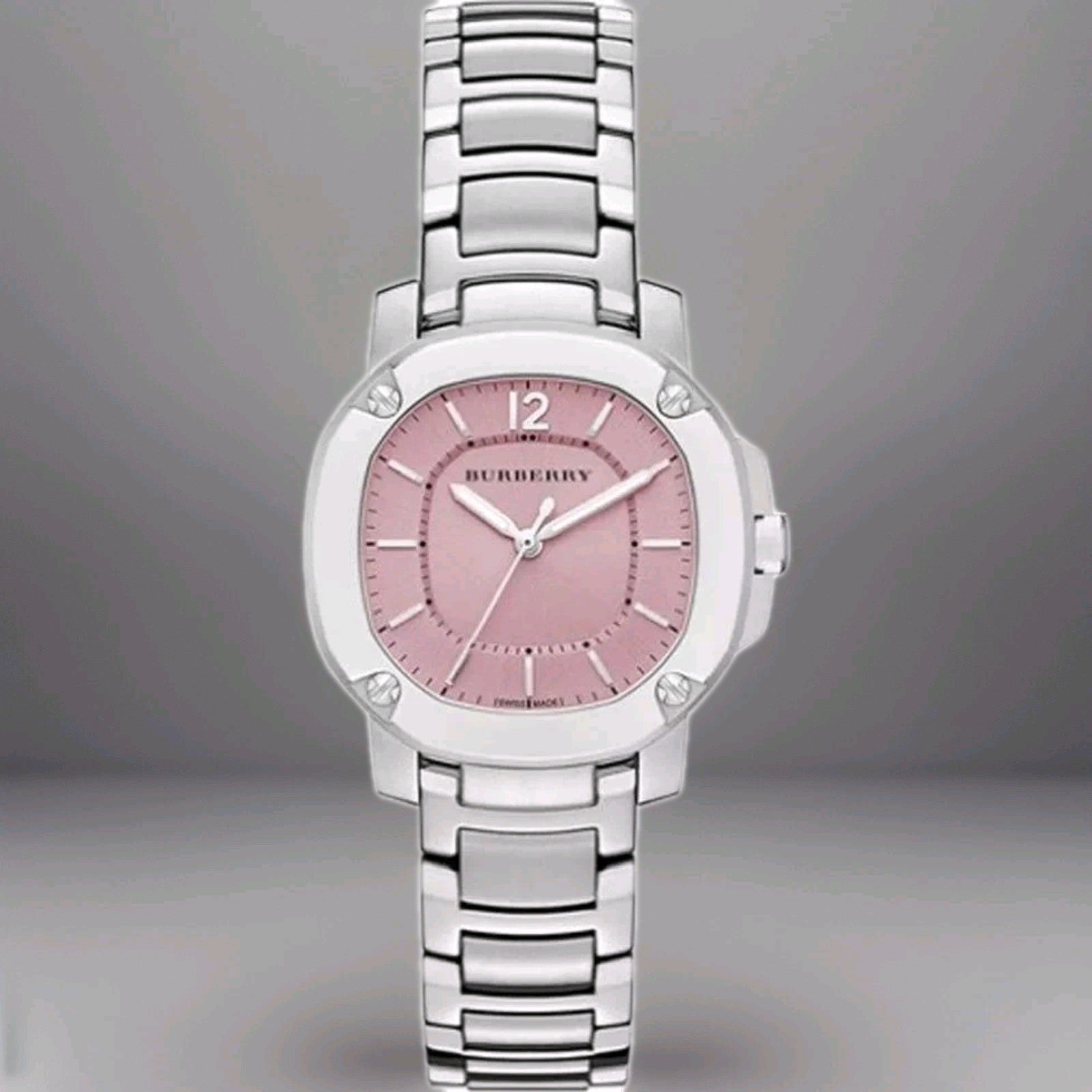 Burberry The Britain  Pink Dial Silver Strap Womens Watch. NEW. BBY1704 Boxed. 