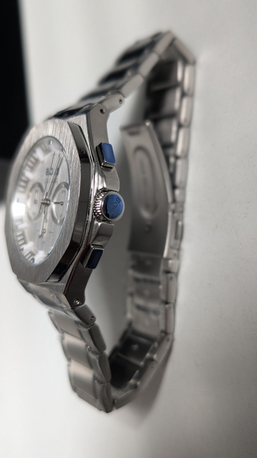 HUGO BOSS MENS TAPER CHRONO WATCH 1514087 SILVER DIAL 45mm BRAND NEW WITH BOX 
