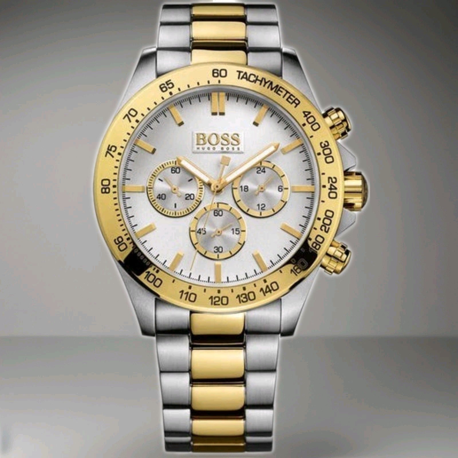 New HUGO BOSS HB1512960 Ikon Two-Tone Bracelet Stainless Chronograph Mens Watch