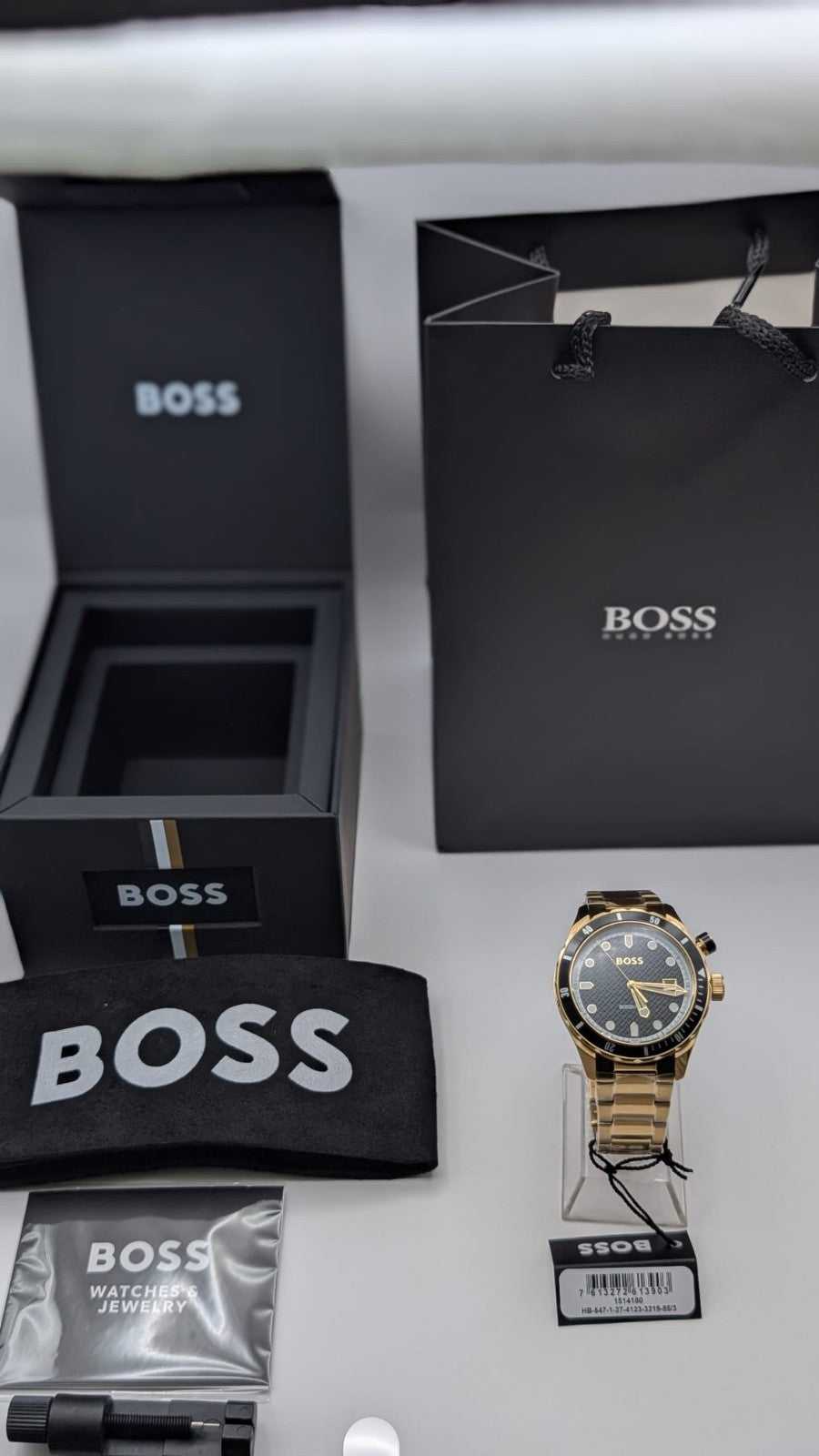Hugo Boss 1514180 Bossmatic 42mm Men's Watch Automatic Gold With Black Dial. New