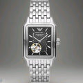 Emporio Armani AR60057 Meccanico Mens Watch 36mm Silver Automatic Black Dial New