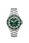 NEW ARMANI Emporio AR60080 Automatic Men Watch in Box Silver And Green Divers 
