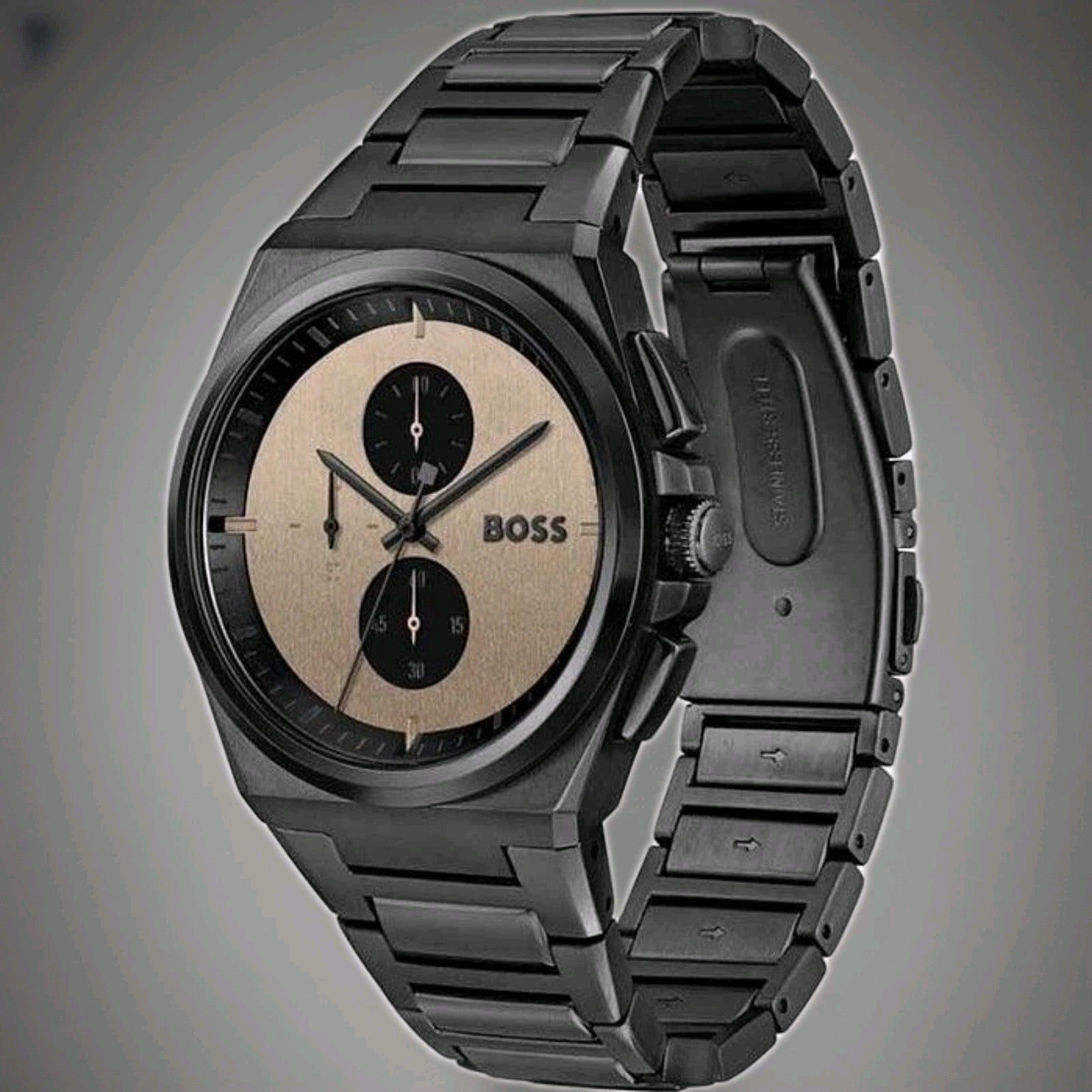 NEW Hugo Boss Mens chronograph 1514043 Mens Steer Watch Warranty Black & Brown