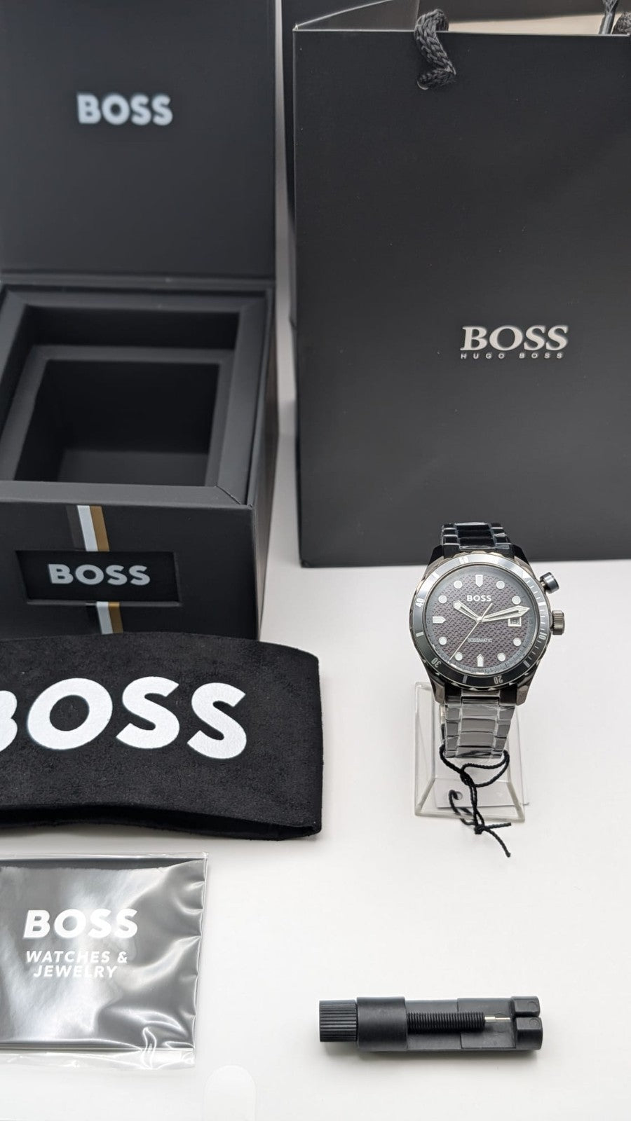 Hugo Boss 1514213 Bossmatic Men's Watch 42mm Automatic Grey With Black Dial