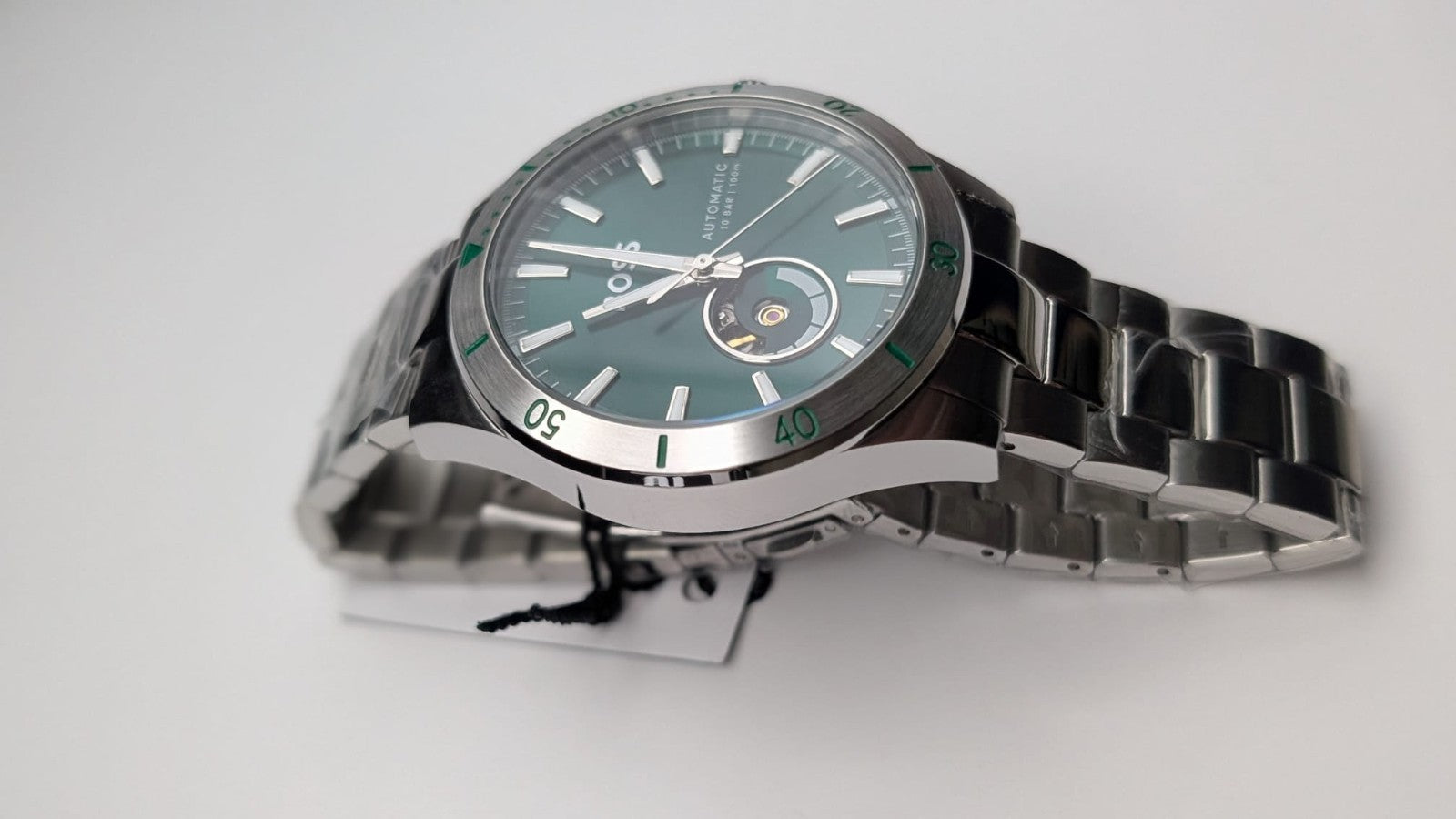 BOSS Troper 1514200 42mm Mens Watch Automatic S/Steel Silver With Green Dial 