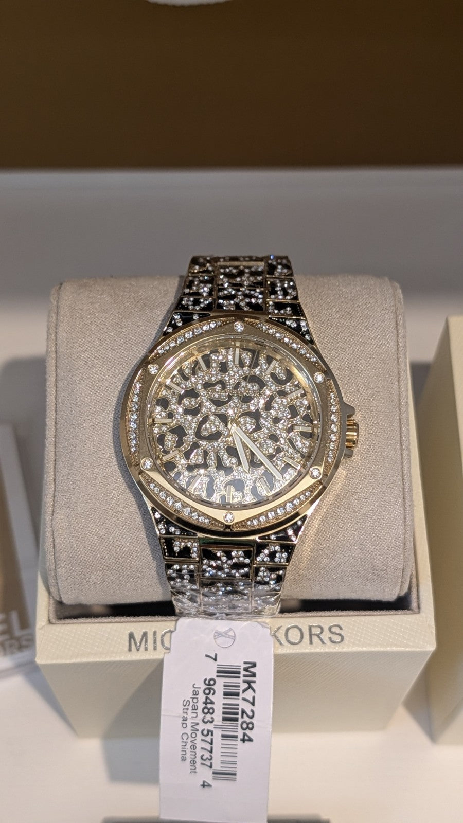 michael kors mk7284 lennox animal gold tone crystal pave ladies watch Leopard 