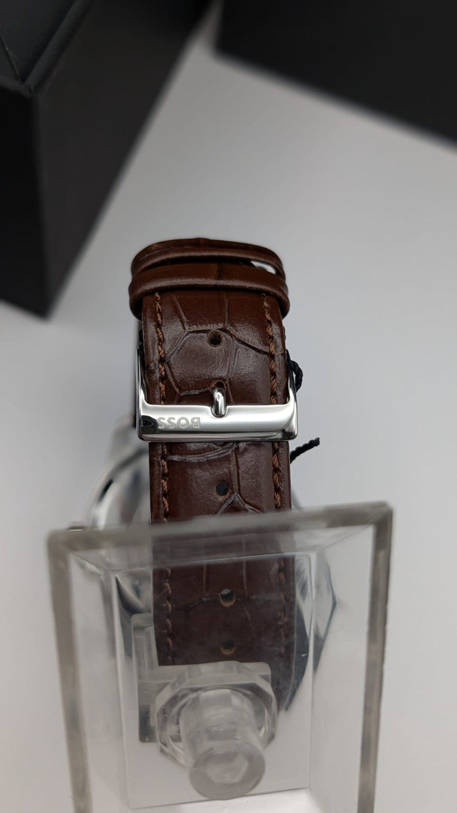 Hugo BOSS 1514305 Principle Mens Watch Automatic Skeleton Brown Leather Strap 