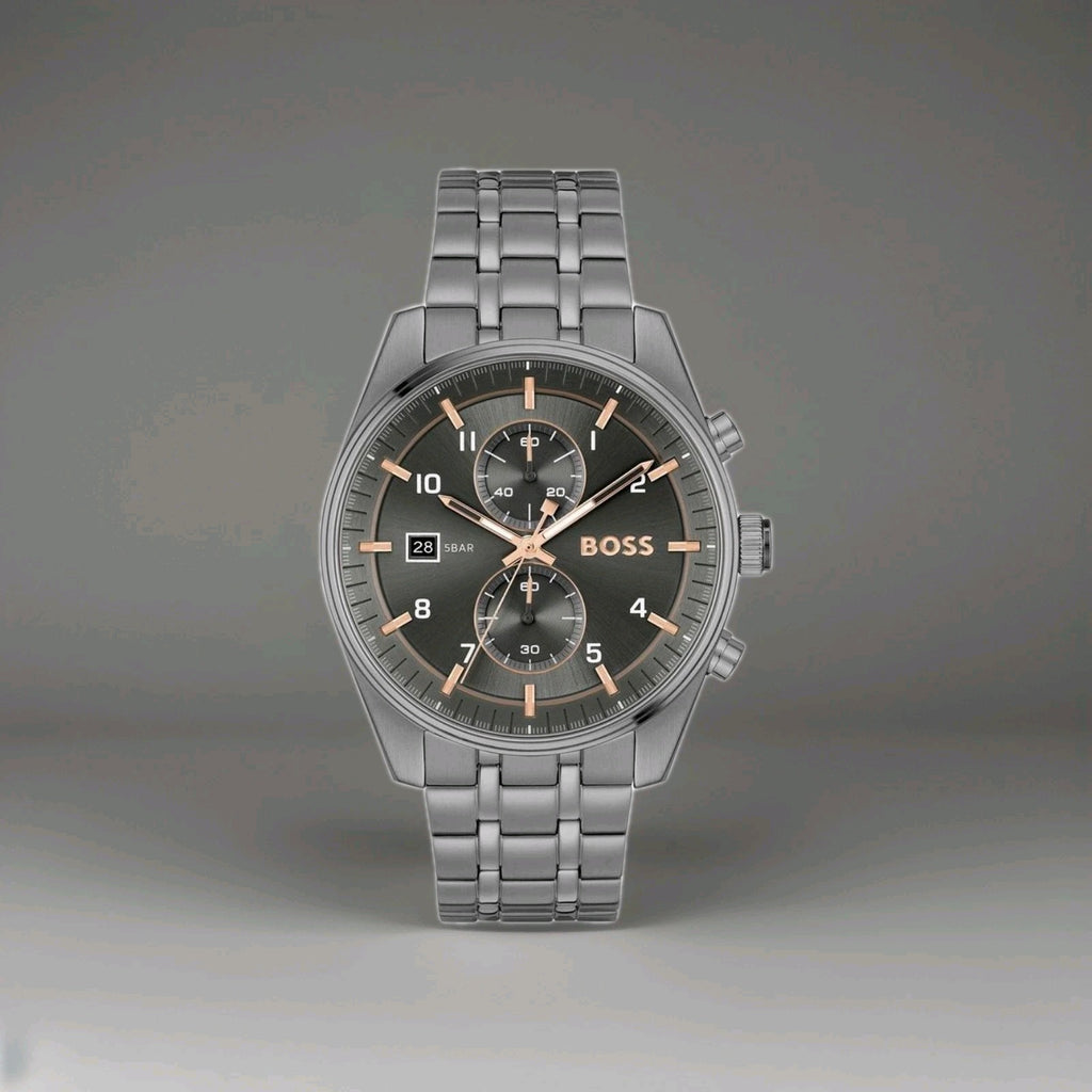 Boss Men's Watch New Skytraveller Chronograph 1514153 Stainless Steel Anthracite