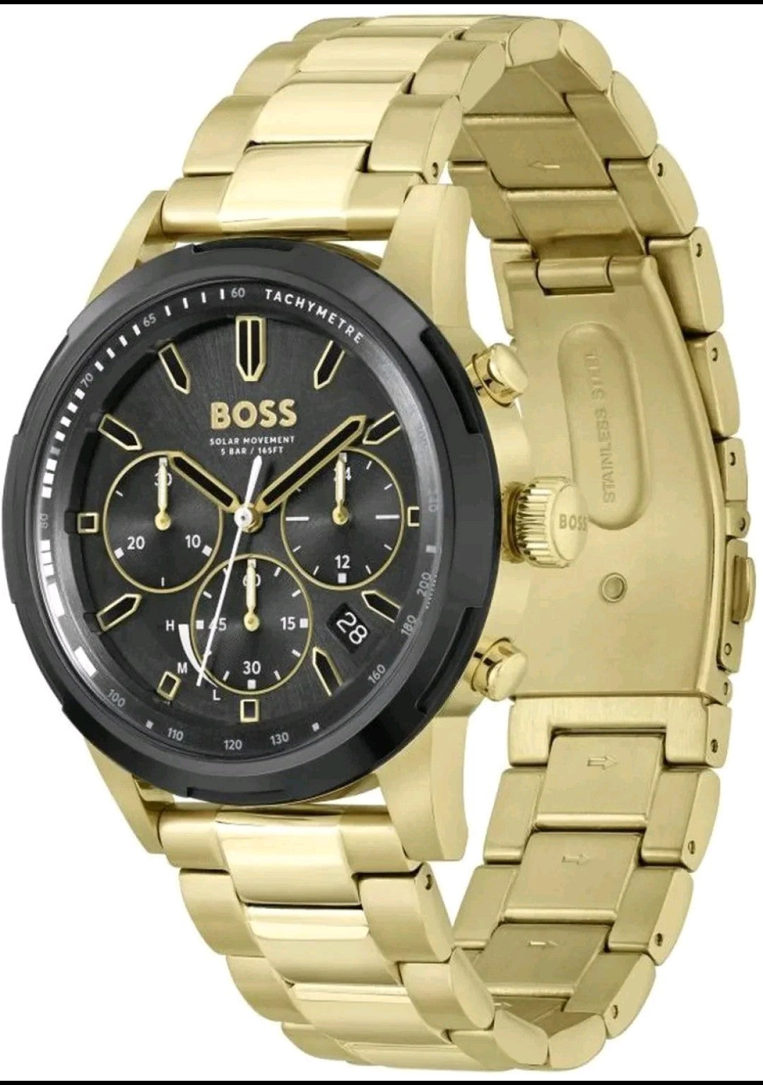 NEW HUGO BOSS MENS SOLGRADE CHRONO WATCH HB1514033 GOLD - WARRANTY - 44mm 
