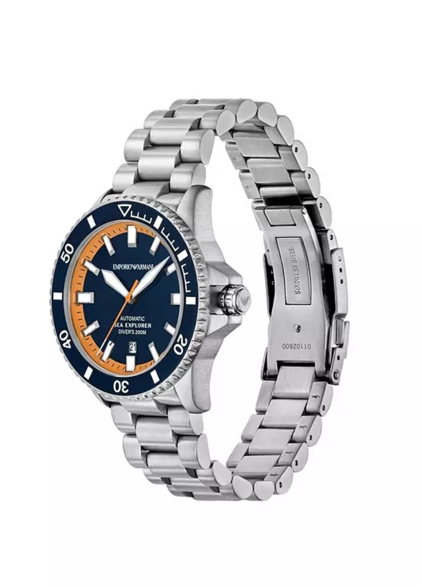 Emporio ArmaniMen's Sea Explorer Automatic Stainless Steel Watch Ar60090 NEW