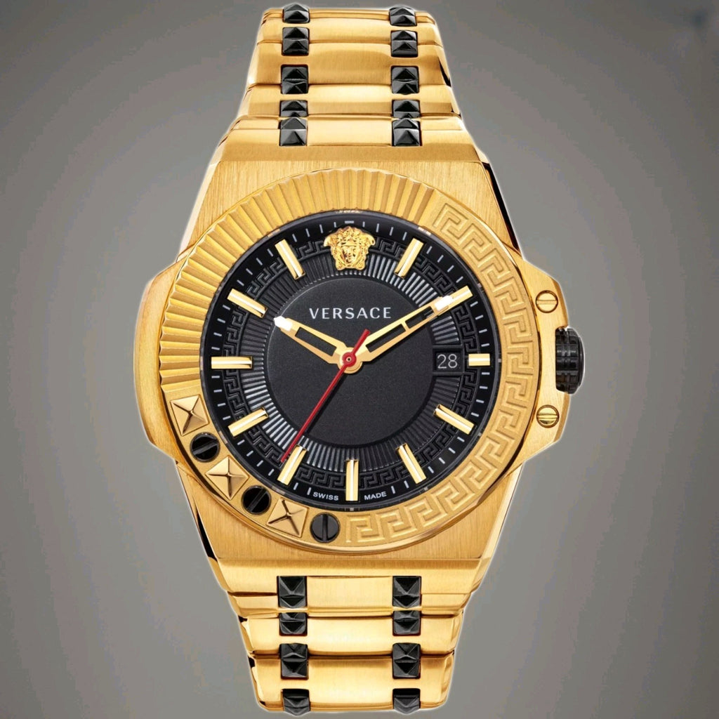 Versace VEDY00619 Chain Reaction black gold Stainless Steel Men's Watch NEW