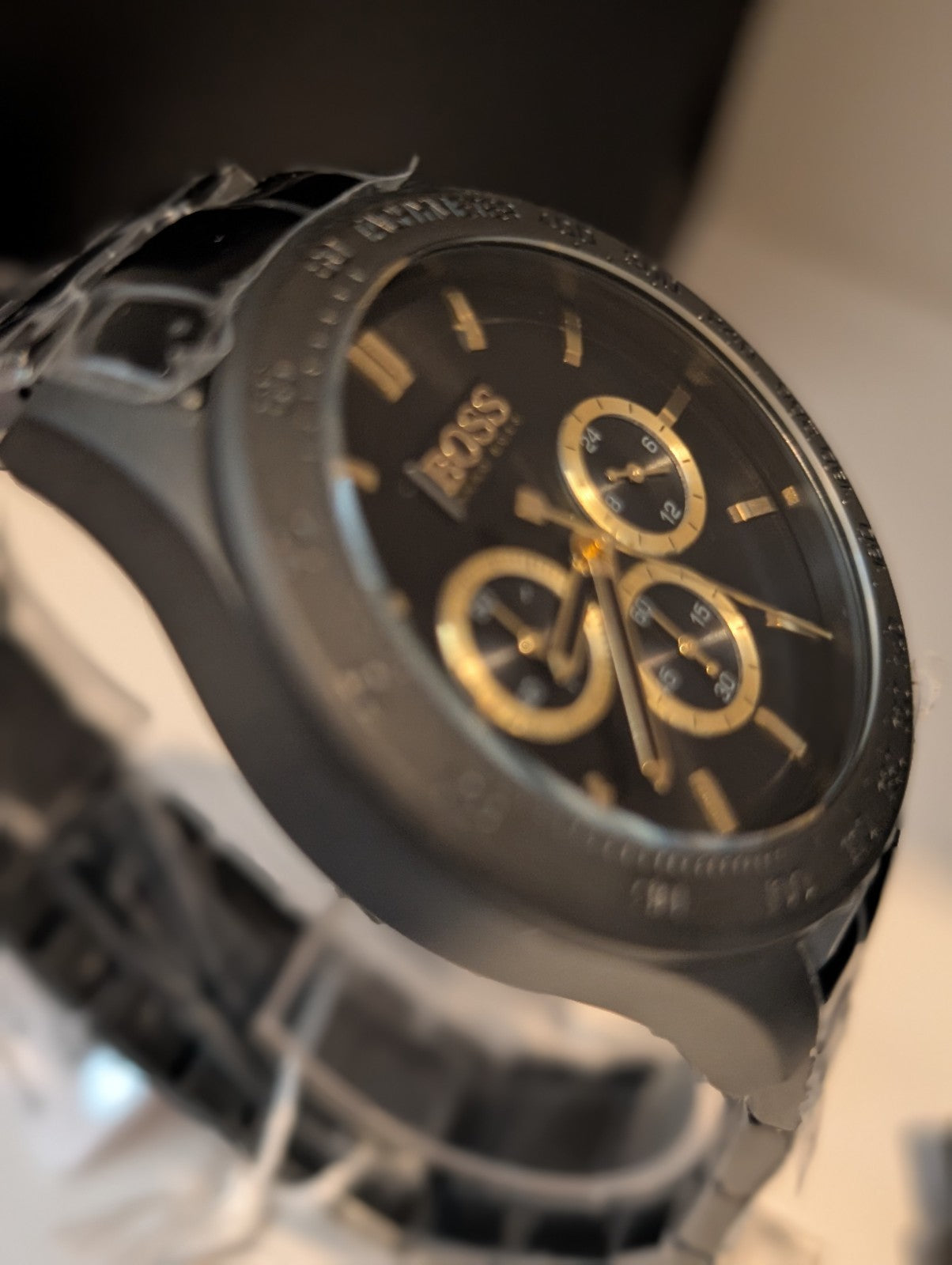 HUGO BOSS 1513278 Ikon Chronograph Black Dial Steel Strap Mens Watch 44mm NEW 