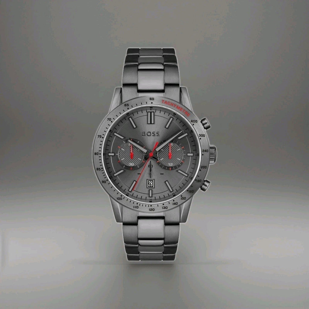 New HUGO BOSS HB1513924 ALLURE Chronograph Grey Dial Gunmetal Fashion Men Watch