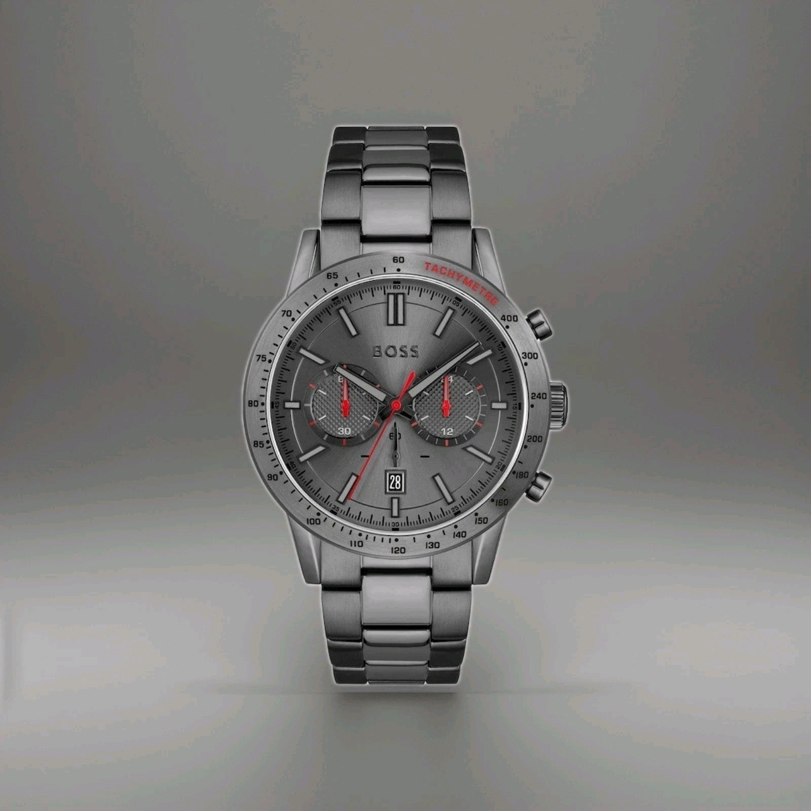 New HUGO BOSS HB1513924 ALLURE Chronograph Grey Dial Gunmetal Fashion Men Watch