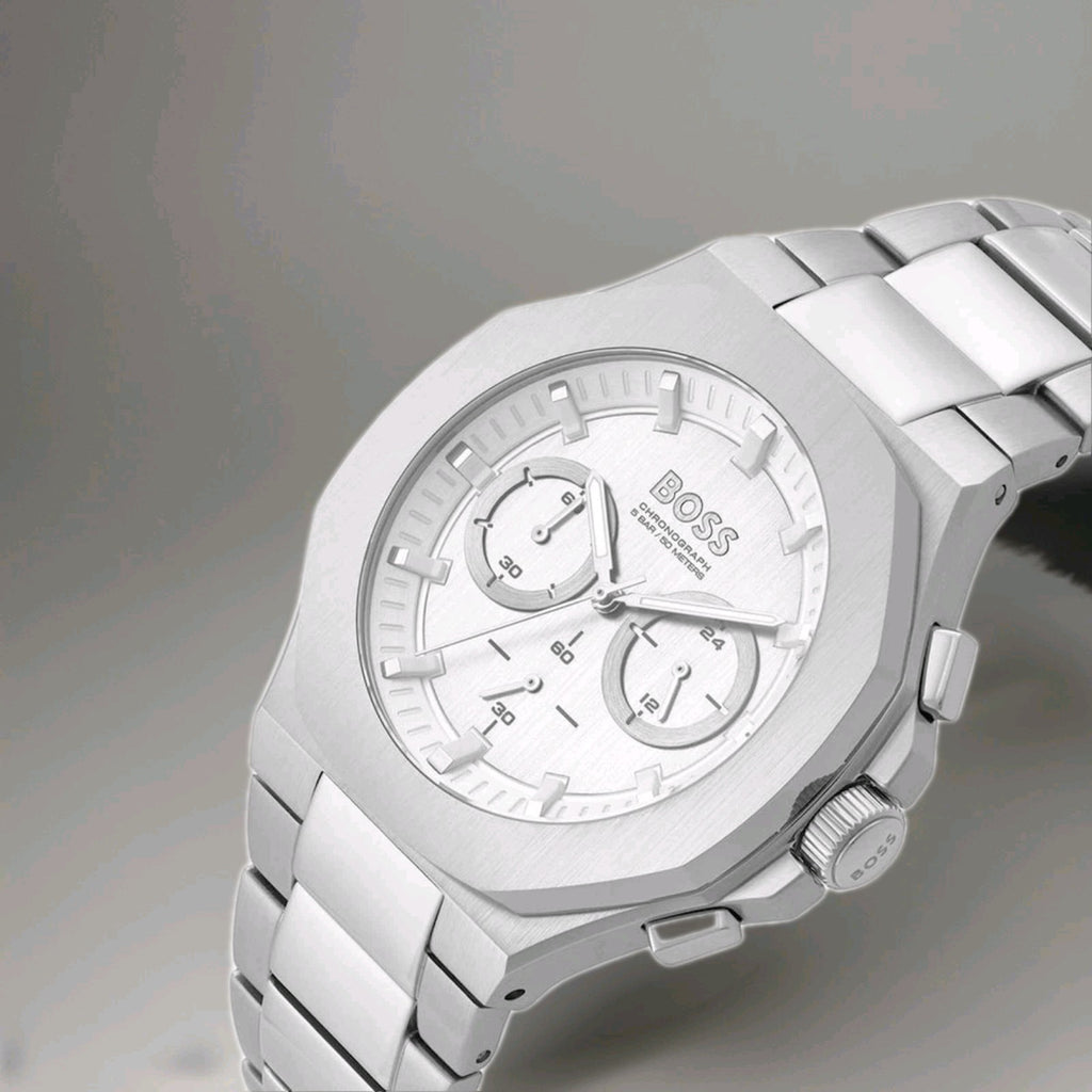 RRP £399 - HUGO BOSS Taper Silver Chronograph Dial HB1514087