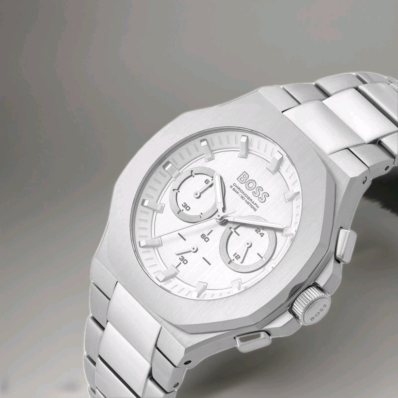 RRP £399 - HUGO BOSS Taper Silver Chronograph Dial HB1514087