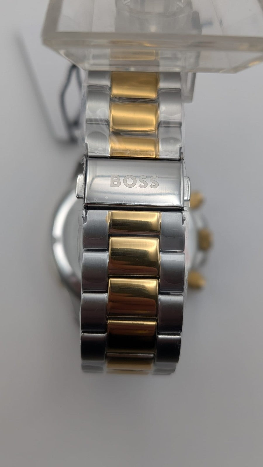 BOSS Admiral 1514257 46mm Two Tone Gold PVD With Silver Dial Chrono Men’s Watch 