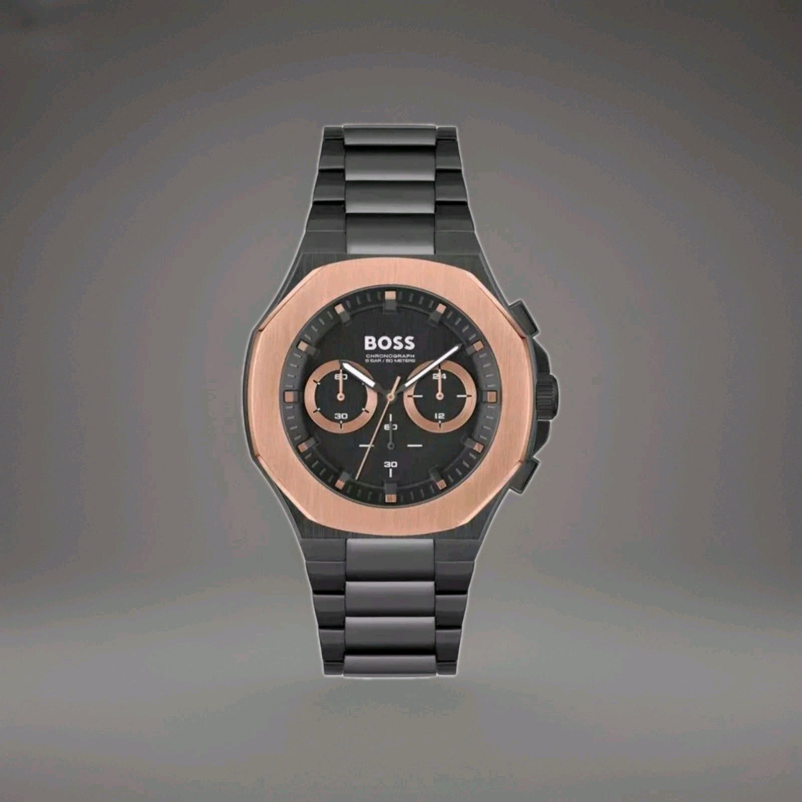Boss Taper Men’s 45mm Black/Brass Bezel Two-Tone Stainless Steel 1514090