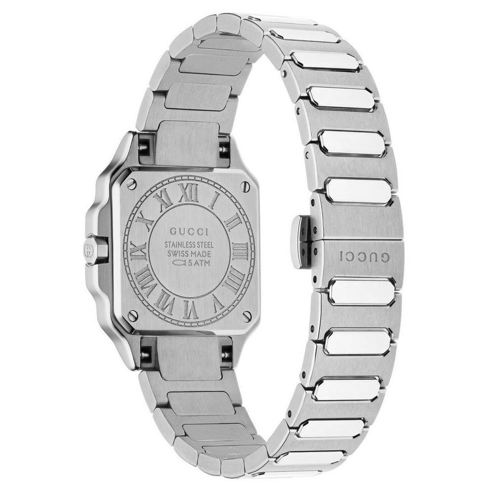Gucci G-Flat 24mm Diamond Ladies Watch YA166508 , 24 mm Silver/Black Face. NEW