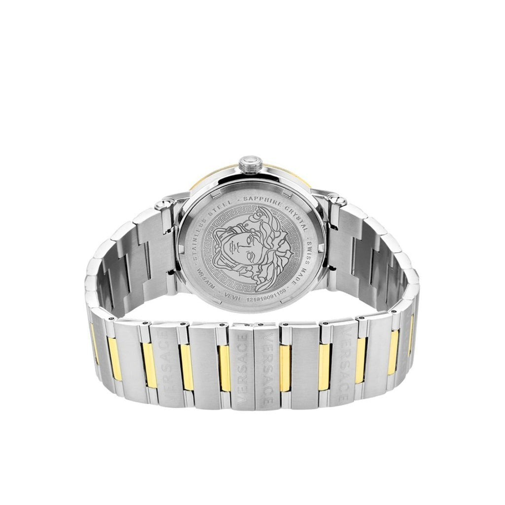 New Versace Greca Logo VEVH00620 Womens Quartz Watch Swiss made Two Tone 