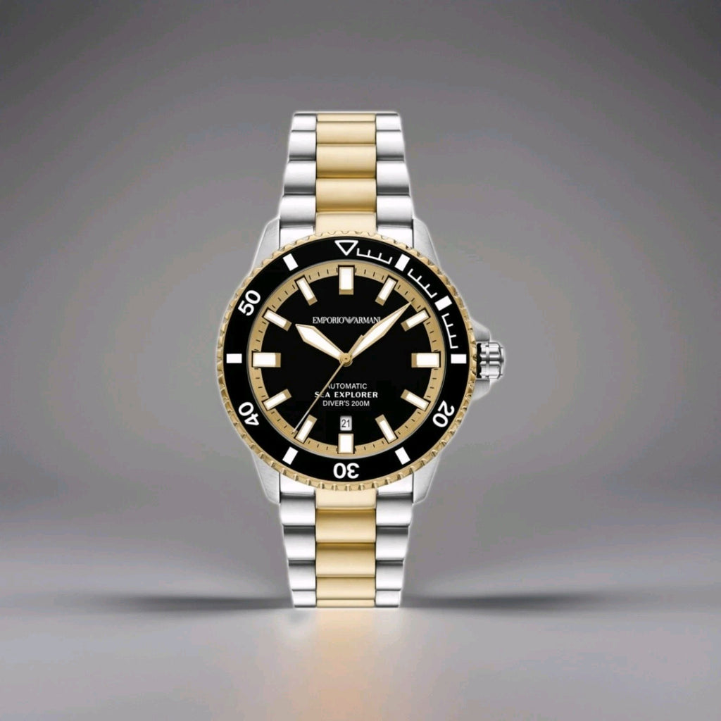 Emporio Armani Mens Sea Explorer Black Dial Automatic Watch AR60089 Warranty