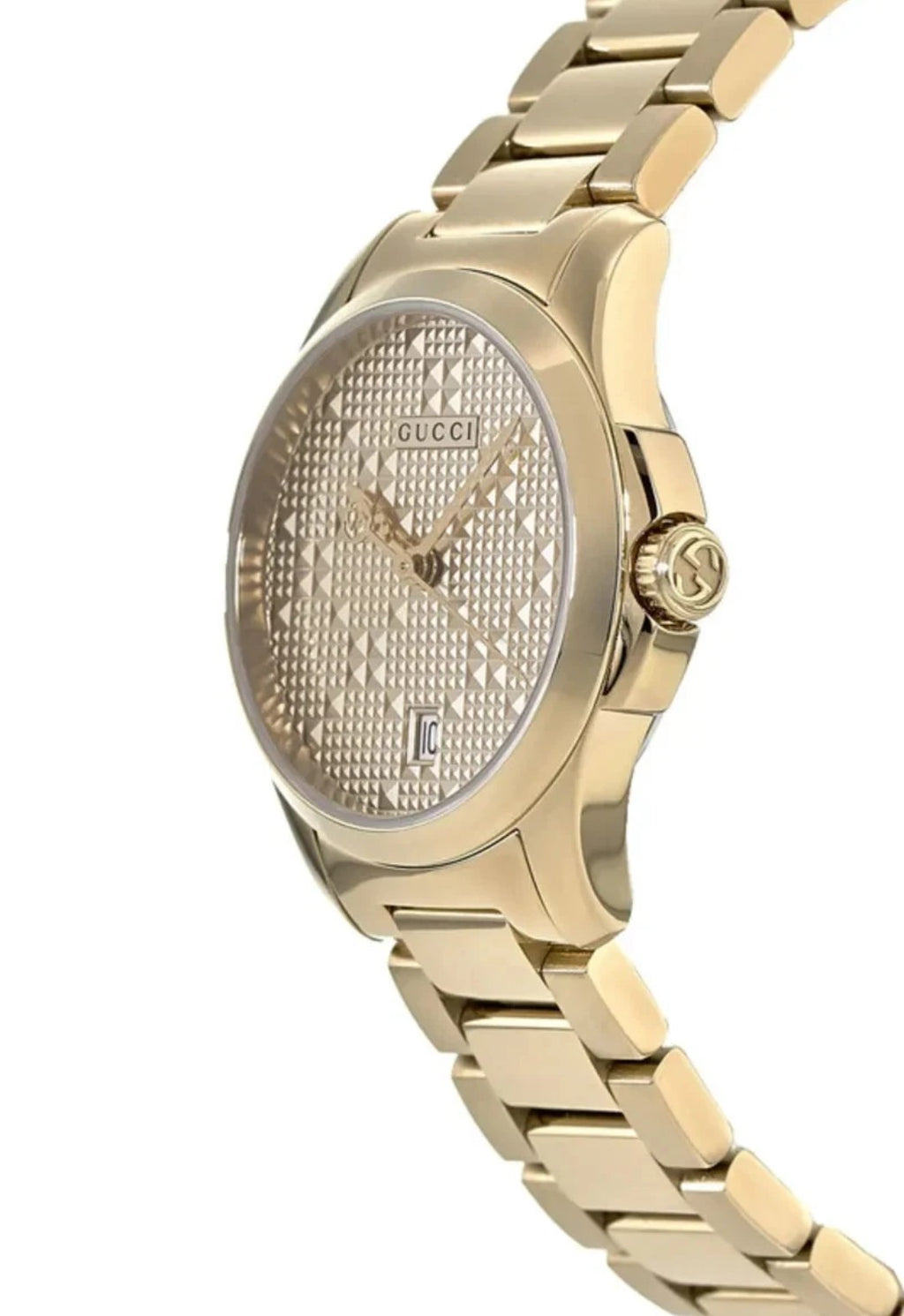 Gucci YA126553 G-Timeless Unisex 27mm Gold PVD Plated Chrono Watch, 2 Ywarranty 
