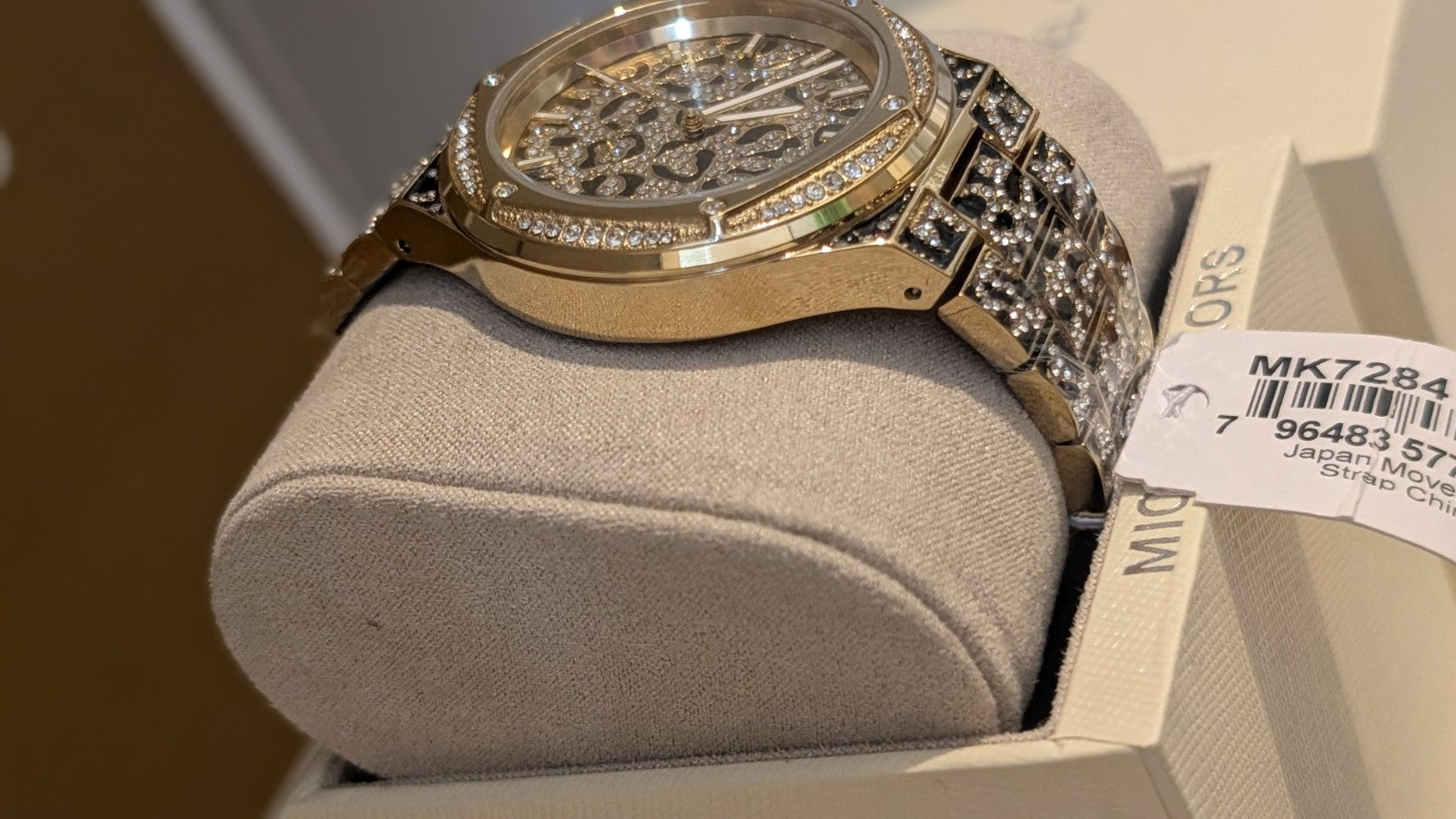 michael kors mk7284 lennox animal gold tone crystal pave ladies watch Leopard 