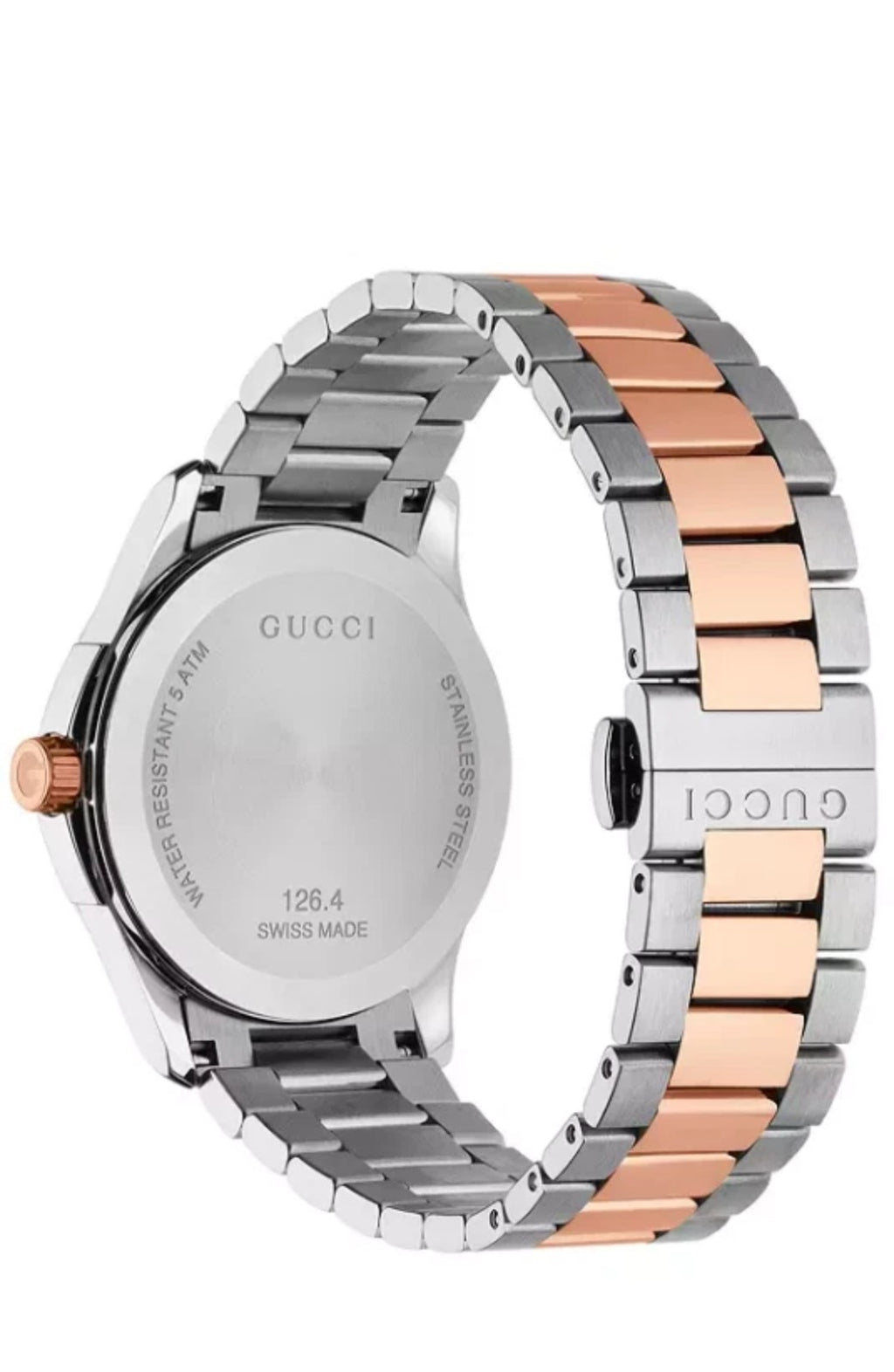 GUCCI G-Timeless YA126446  Swiss QuartzGrey Dial Silver & Rose Gold Watch38mm 