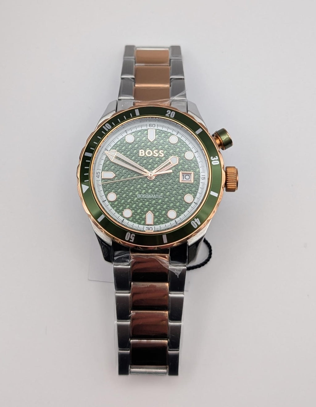Hugo Boss Bossmatic 1514181 Mens Watch Automatic 42mm Two Tone  With Green Dial