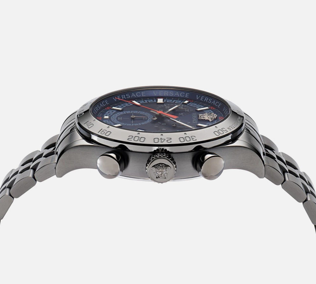 NEW Versace VE2U00722 Hellenyium Chrono blue gray Stainless Steel Men's Watch 