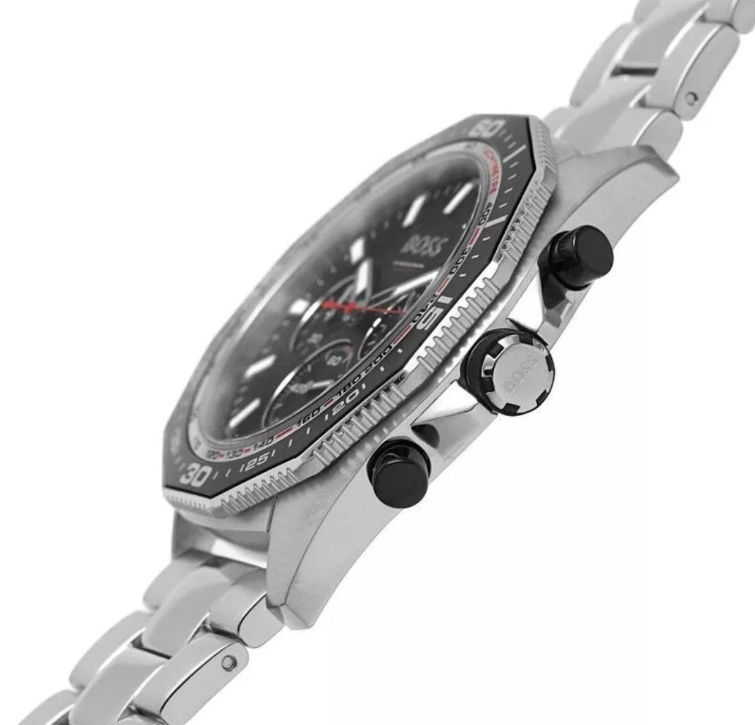 HUGO BOSS MENS ENERGY CHRONO WATCH HB1513971 SILVER - WARRANTY 44mm 