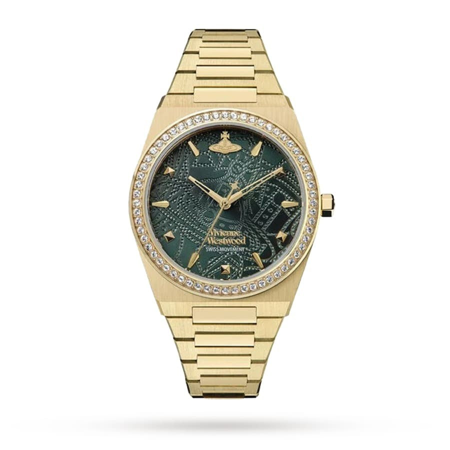 Ladies Vivienne Westwood Charterhouse Green Diamond Dial & Gold Watch VV244GDGR