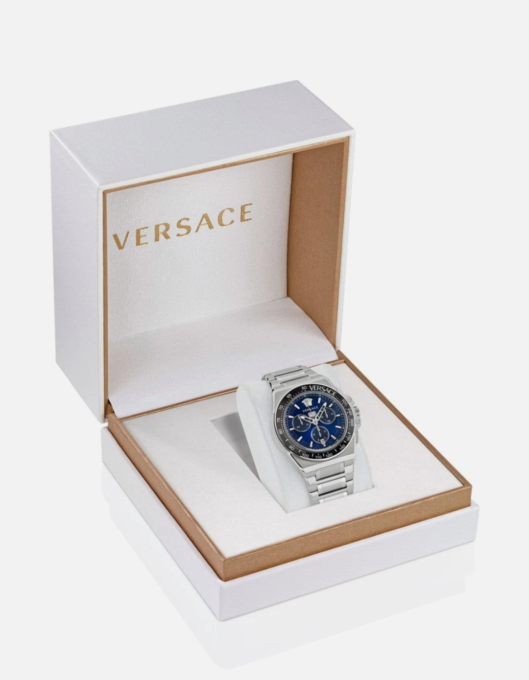 Versace Silver Mens Chronograph Watch Greca Extreme Chrono VE7H00423 Brand New 