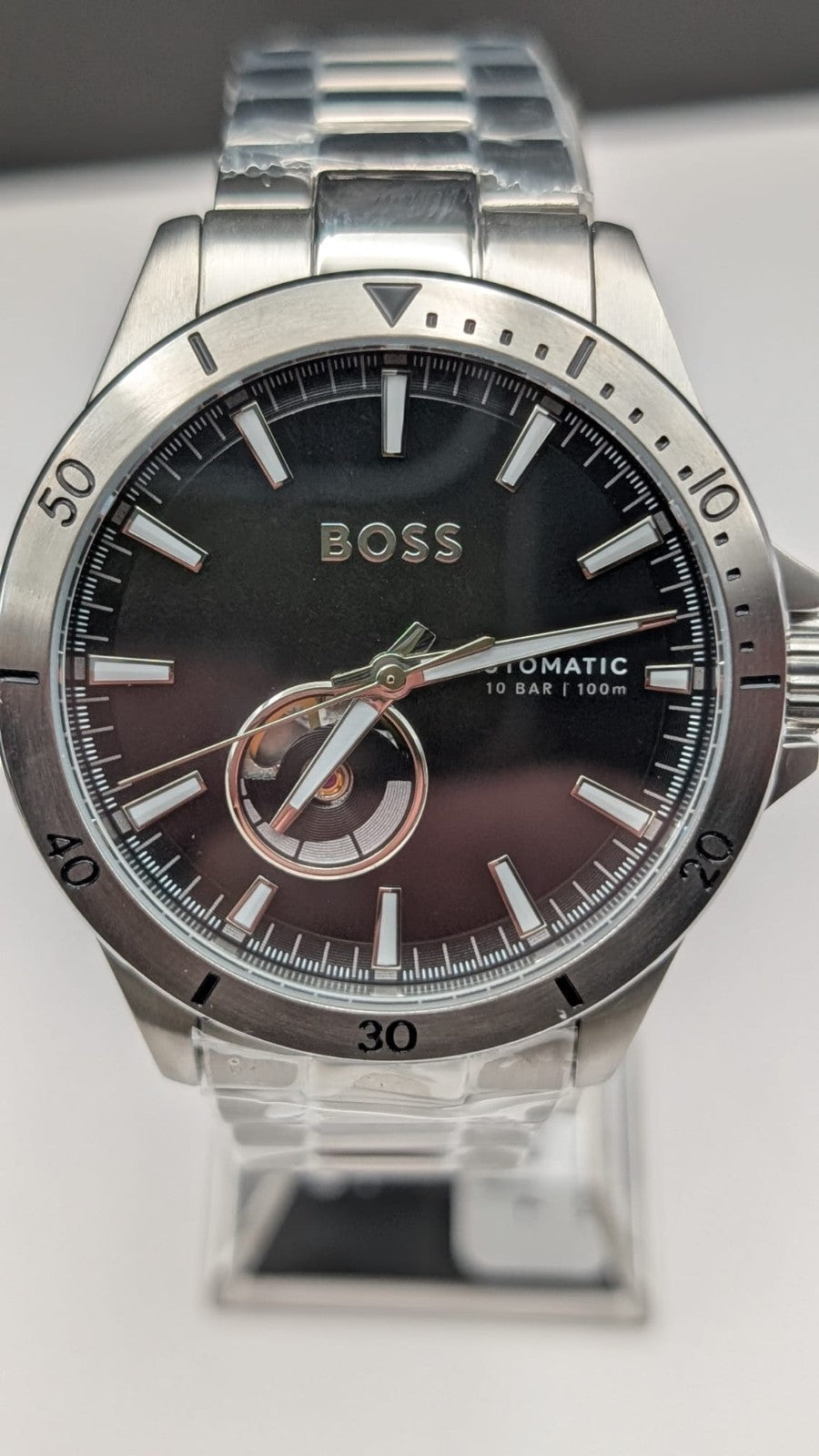 Hugo BOSS Troper 1514202 42mm Mens Watch Automatic Silver With Black Dial. New 