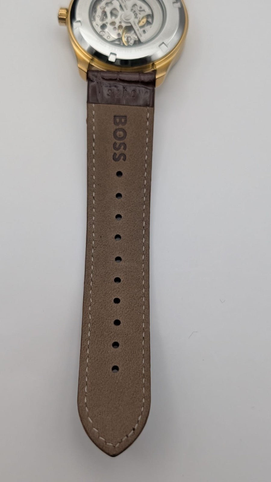 Hugo Boss Principle Skeleton 1514235 Men's Watch.  Brown Leather Strap 41mm 