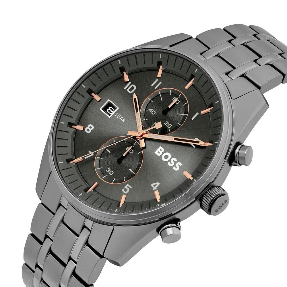 Boss Men's Watch New Skytraveller Chronograph 1514153 Stainless Steel Anthracite