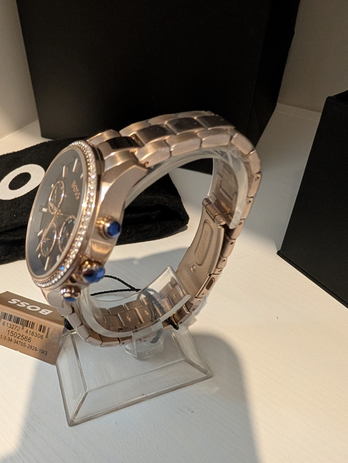 HUGO BOSS 1502566 Womens Watch Hera Blue Dial Rose Gold Strap  38mm. Brand New 